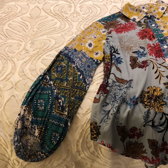 Ladies patchwork flowing rayon blouse - Picture 4 of 7